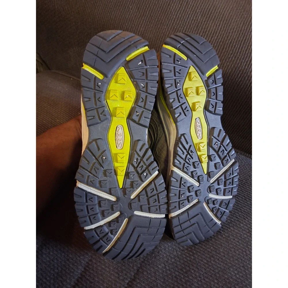 Keen Marshall Mid WP Hiking Boots Mens 9.5 Grey Lime Green Waterproof 1015341